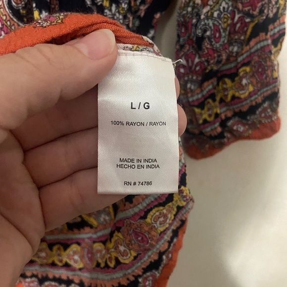 Billa size L mixed print boho peasant multicolor paisley 3/4 sleeve blouse EUC - Picture 2 of 5